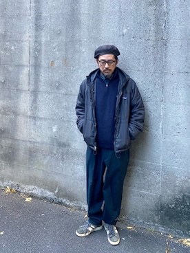 「UNIQLOU」｜「アイテム（ブルゾン）」を使った、ヤギハシカズヒロさん（メンズ・181cm）の冬コーディネート