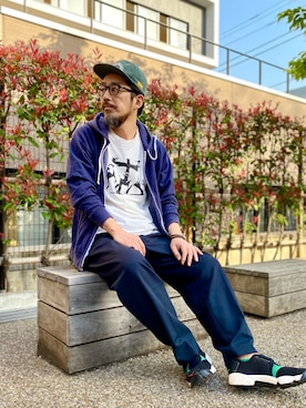「NATAL DESIGN（ネイタルデザイン）のアイテム（帽子）」を使った、ヤギハシカズヒロさん（メンズ・181cm）の春コーディネート