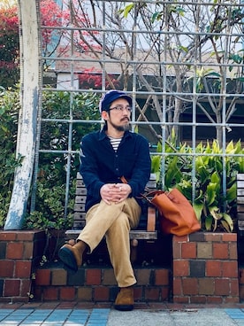 「RRL（ダブル アール エル）のアイテム（キャスケット）」を使った、ヤギハシカズヒロさん（メンズ・181cm）の春コーディネート