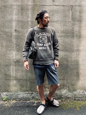 「Buzz Rickson's（バズリクソンズ）のアイテム（スウェット）」を使った、ヤギハシカズヒロさん（メンズ・181cm）の春コーディネート