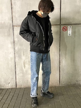 「ZARA（ザラ）のアイテム（MA-1）」を使った、enoseさん（メンズ・175cm）の冬コーディネート