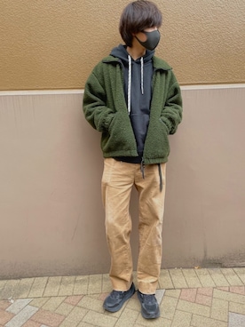 「MONKEY TIME（モンキータイム）のアイテム（パーカー）」を使った、enoseさん（メンズ・175cm）の冬コーディネート