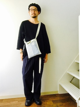 「my beautiful landlet（マイビューティフルランドレット）のアイテム（スウェット）」を使った、Shinya Katsuki さん（メンズ・172cm）の秋コーディネート