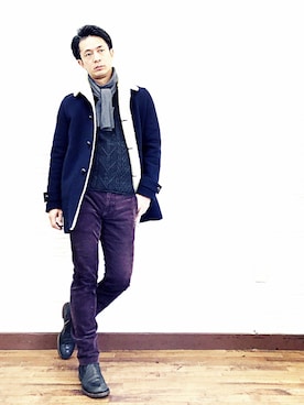 「HYSTERIC GLAMOUR（ヒステリックグラマー）のアイテム（ダッフルコート）」を使った、mitsuruさん（メンズ・177cm）の冬コーディネート