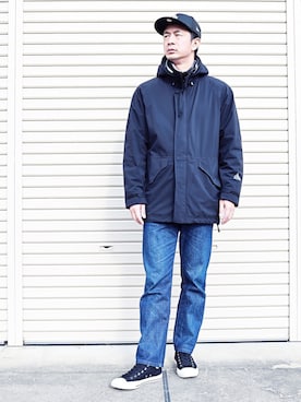 「HYSTERIC GLAMOUR（ヒステリックグラマー）のアイテム（マウンテンパーカー）」を使った、mitsuruさん（メンズ・179cm）の冬コーディネート
