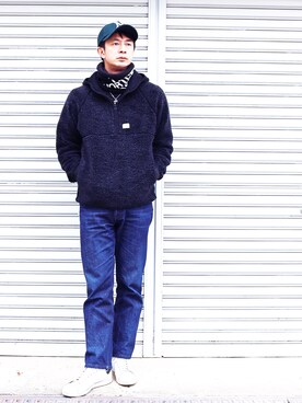 「Snow Peak（スノーピーク）のアイテム（その他アウター）」を使った、mitsuruさん（メンズ・179cm）の冬コーディネート