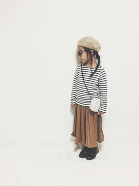 「CIAOPANIC TYPY（チャオパニックティピー）のアイテム（ハンチング/ベレー帽）」を使った、yuyuemさん（キッズ・110cm）の冬コーディネート