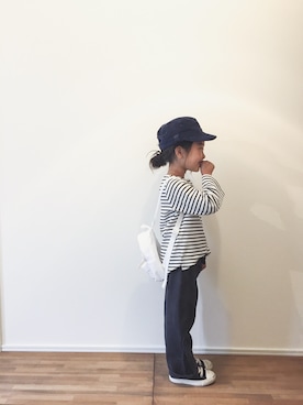 「CIAOPANIC TYPY（チャオパニックティピー）のアイテム（キャップ）」を使った、yuyuemさん（キッズ・110cm）の春コーディネート