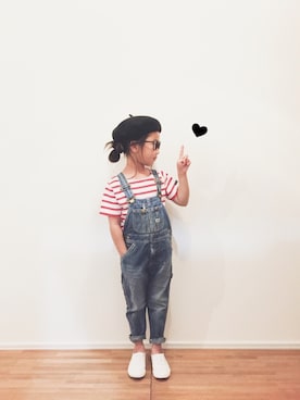 「Lee（リー）のアイテム（サロペット/オーバーオール）」を使った、yuyuemさん（キッズ・110cm）の春コーディネート