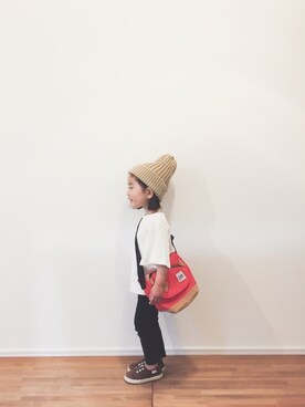 「黒スキニー」｜「アイテム（オールインワン・サロペット）」を使った、yuyuemさん（キッズ・90cm）の春コーディネート