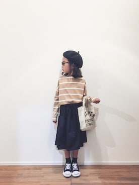 「CIAOPANIC TYPY（チャオパニックティピー）のアイテム（ハンチング/ベレー帽）」を使った、yuyuemさん（キッズ・110cm）の秋コーディネート