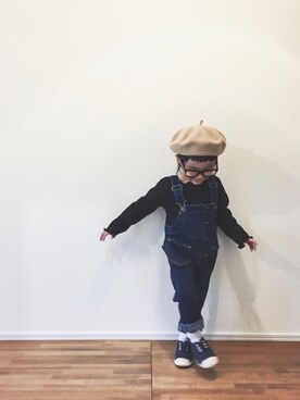 「CIAOPANIC TYPY（チャオパニックティピー）のアイテム（ハンチング/ベレー帽）」を使った、yuyuemさん（キッズ・90cm）の秋コーディネート