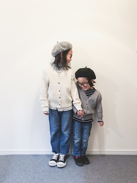 「CIAOPANIC TYPY（チャオパニックティピー）のアイテム（ハンチング/ベレー帽）」を使った、yuyuemさん（キッズ・120cm）の冬コーディネート