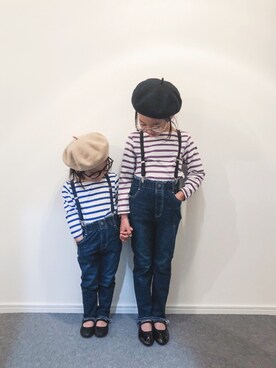 「CIAOPANIC TYPY（チャオパニックティピー）のアイテム（ハンチング/ベレー帽）」を使った、yuyuemさん（キッズ・120cm）の冬コーディネート