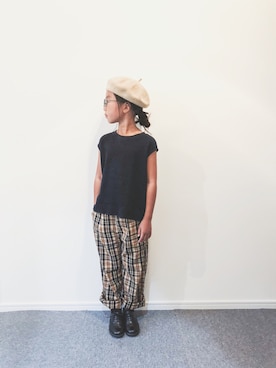 「CIAOPANIC TYPY（チャオパニックティピー）のアイテム（ハンチング/ベレー帽）」を使った、yuyuemさん（キッズ・120cm）の秋コーディネート