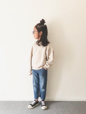 「CIAOPANIC TYPY（チャオパニックティピー）のアイテム（スウェット）」を使った、yuyuemさん（キッズ・120cm）の秋コーディネート