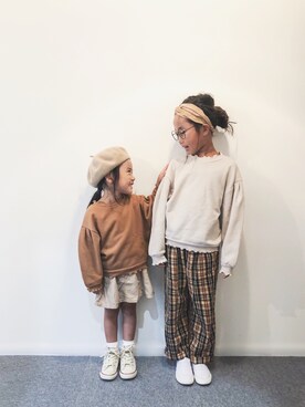 「CIAOPANIC TYPY（チャオパニックティピー）のアイテム（スウェット）」を使った、yuyuemさん（キッズ・120cm）の秋コーディネート