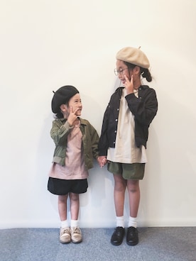 「CIAOPANIC TYPY（チャオパニックティピー）のアイテム（ノーカラージャケット）」を使った、yuyuemさん（キッズ・120cm）の秋コーディネート