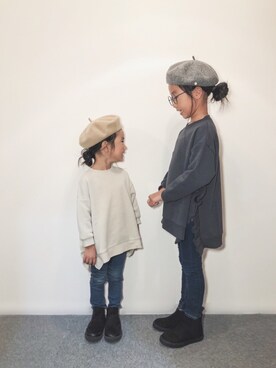 「CIAOPANIC TYPY（チャオパニックティピー）のアイテム（スウェット）」を使った、yuyuemさん（キッズ・120cm）の秋コーディネート