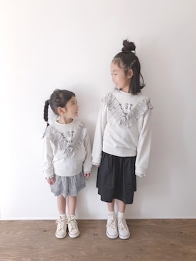 「CIAOPANIC TYPY（チャオパニックティピー）のアイテム（スウェット）」を使った、yuyuemさん（キッズ・120cm）の春コーディネート