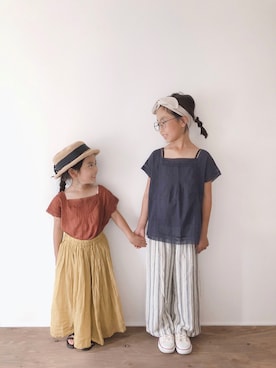 「CIAOPANIC TYPY（チャオパニックティピー）の【ママとおそろい】indiaボイルスカウチョ（その他パンツ）」を使った、yuyuemさん（キッズ・104cm）の夏コーディネート