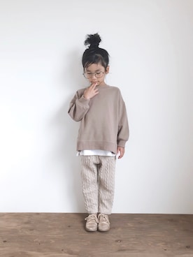 「CIAOPANIC TYPY（チャオパニックティピー）のアイテム（スウェット）」を使った、yuyuemさん（キッズ・110cm）の秋コーディネート