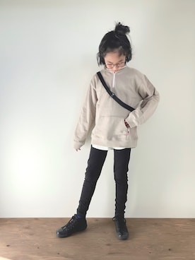 「CIAOPANIC TYPY（チャオパニックティピー）のアイテム（スウェット）」を使った、yuyuemさん（キッズ・139cm）の冬コーディネート