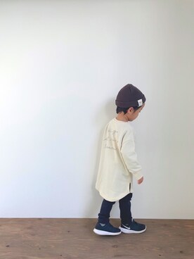 「CIAOPANIC TYPY（チャオパニックティピー）のアイテム（帽子）」を使った、yuyuemさん（キッズ・100cm）の冬コーディネート