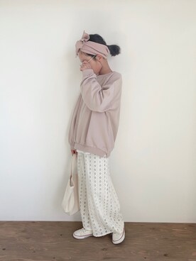 「CIAOPANIC TYPY（チャオパニックティピー）のアイテム（スウェット）」を使った、yuyuemさん（キッズ・139cm）の冬コーディネート