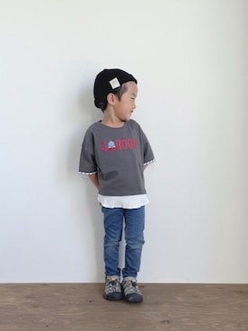 「CIAOPANIC TYPY（チャオパニックティピー）のアイテム（帽子）」を使った、yuyuemさん（キッズ・142cm）の春コーディネート