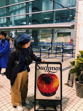 「NIKE(ナイキ)のアイテム(ハンチング/ベレー帽)」を使った、momoさん(レディース・162cm)の冬コーディネート