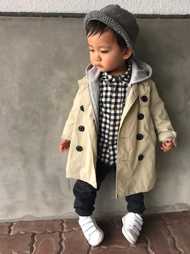 「URBAN RESEARCH DOORS（アーバンリサーチドアーズ）のアイテム（パーカー）」を使った、KG☻さん（キッズ・80cm）の冬コーディネート
