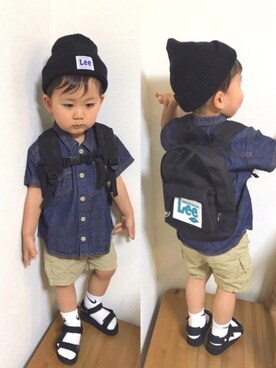 「ニットキャップ」｜「アイテム（ラッピングキット）」を使った、KG☻さん（キッズ・90cm）の夏コーディネート