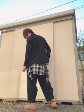 「SHELLAC（シェラック）のアイテム（トップス）」を使った、心咲さん（メンズ・161cm）の秋コーディネート