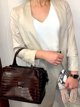 「GU（ジーユー）のアイテム（ノーカラージャケット）」を使った、smnoootdさん（レディース・160cm）の夏コーディネート