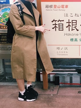 「northface」｜「アイテム（トレンチコート）」を使った、みいさん（レディース・167cm）の春コーディネート