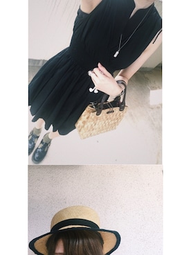 「カンカン帽」｜「アイテム（ハンチング/ベレー帽）」を使った、みいさん（レディース・167cm）の夏コーディネート