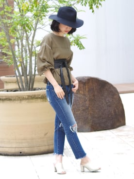 「バルーンスリーブ」｜Emmaさん（レディース・161cm）の春コーディネート