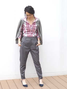 「ナラカミーチェ」｜「アイテム（ノーカラージャケット）」を使った、Emmaさん（レディース・161cm）の春コーディネート