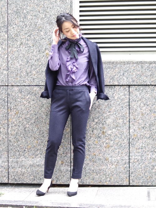 NARA CAMICIE EC�T�C�gEmma����̃V���c/�u���E�X�u�~�j�h�b�g�v�����g���{���t�t���������u���E�X�iNARACAMICIE�b�i���J�~�[�`�F�j�v���g�����R�[�f�B�l�[�g