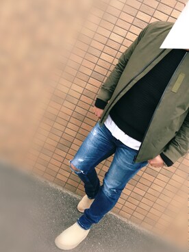 「niko and...（ニコアンド）のアイテム（MA-1）」を使った、kuekueさん（メンズ・172cm）の春コーディネート