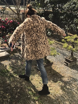 「ヒョウ柄コート」｜tomさん（レディース・166cm）の冬コーディネート