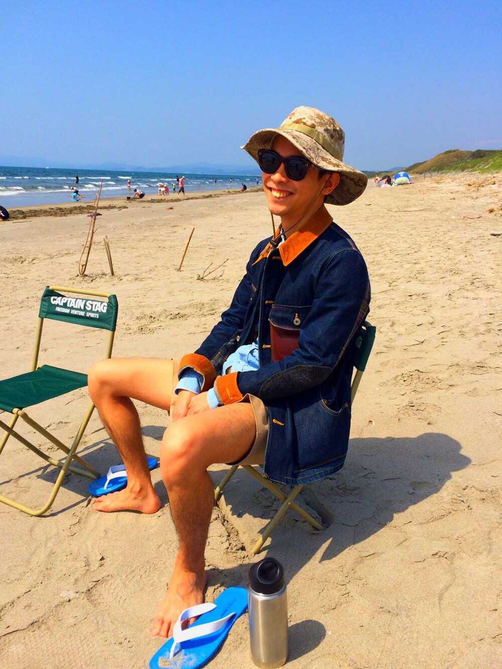 「summer#beach」｜「CICATAのアイテム（その他パンツ、ベージュ系）」を使った、c.seijiさん（メンズ・165cm）の夏コーディネートの1枚目の写真