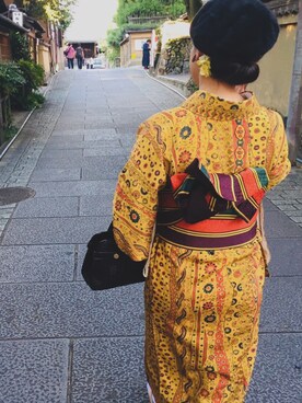 「きものコーディネート」｜「アイテム（帽子）」を使った、yum_.さん（レディース・152cm）の冬コーディネート