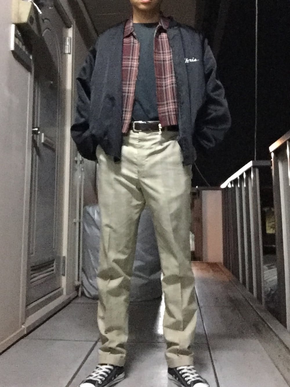 「秋コーデ、学校、古着、古着コーデ、美容学生」｜「古着のアイテム（パンツ、イエロー系）」を使った、足立 悠輔さん（メンズ・173cm）の秋コーディネートの1枚目の写真