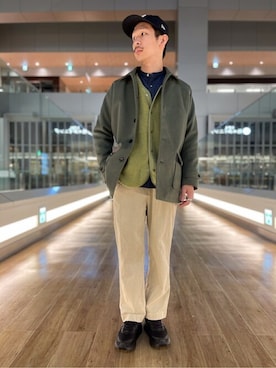 「417 EDIFICE（フォーワンセブンエディフィス）のアイテム（ステンカラーコート）」を使った、TOGOさん（メンズ・173cm）の冬コーディネート