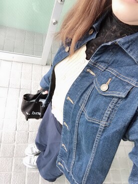 「Honeys（ハニーズ）のアイテム（デニムジャケット）」を使った、erer6さん（レディース・159cm）の秋コーディネート