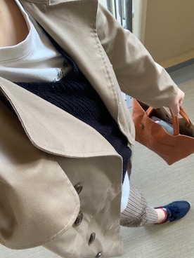 「ぽっちゃりコーデ」｜「アイテム（トレンチコート）」を使った、erer6さん（レディース・159cm）の春コーディネート