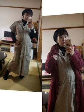 「古着女子」｜「アイテム（ダウンジャケット/コート）」を使った、jizocoさん（レディース・148cm）の冬コーディネート