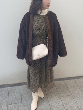 「archives（アルシーヴ）のアイテム（その他アウター）」を使った、Chikaさん（レディース・156cm）の冬コーディネート